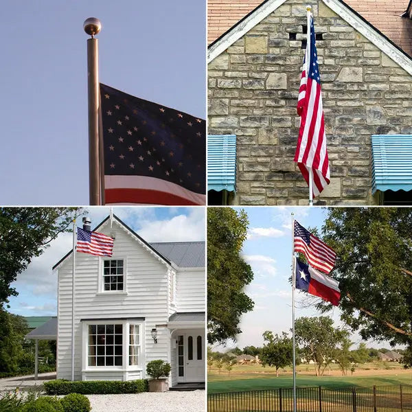 Flag Poles for Outside House 20 Ft Residential Sectional Pole Kit Heavy Duty Telescoping Flag Pole Inground with 3βx5β Embroidered American Flag USA TOP FLAGS,INC