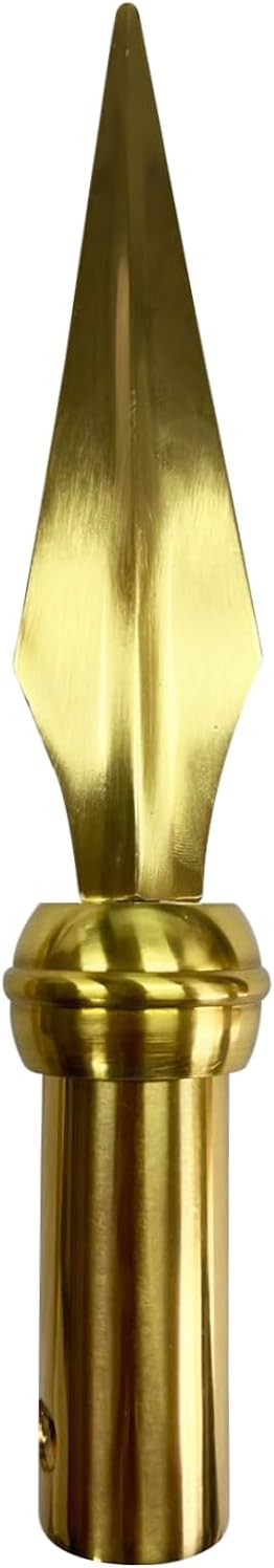 Gold Square Copper Spear for Indoor Flag Pole Topper or Parade Flagpole Finial Topper, for 1-inch Diameter Flagpoles