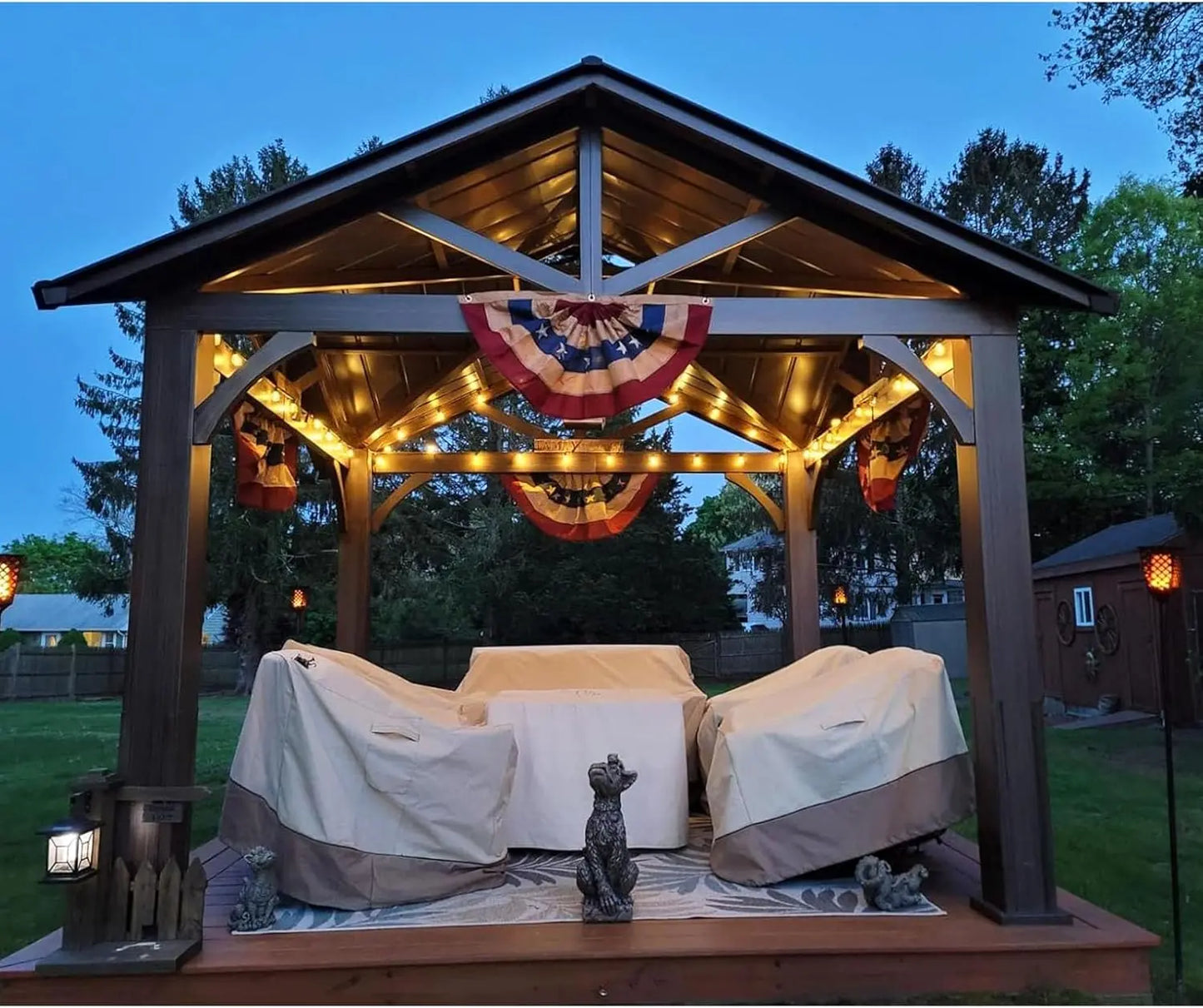 American Flag Bunting Outdoor 3x6 Ft Vintage USA US Pleated Fan Flag Embroidered Stars for Patriotic USA TOP FLAGS,INC