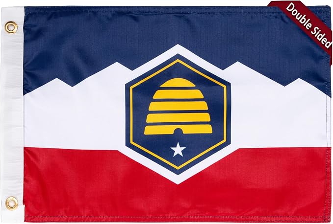 FLAGWIN New Utah State Flag 12x18 Inch, Double Sided Heavy Duty 3-Ply Polyester - Small UT Boat Flag, Fade Proof Outdoor State of New Utah Marine Flags with 2 Brass Grommets (UT) USA TOP FLAGS, INC