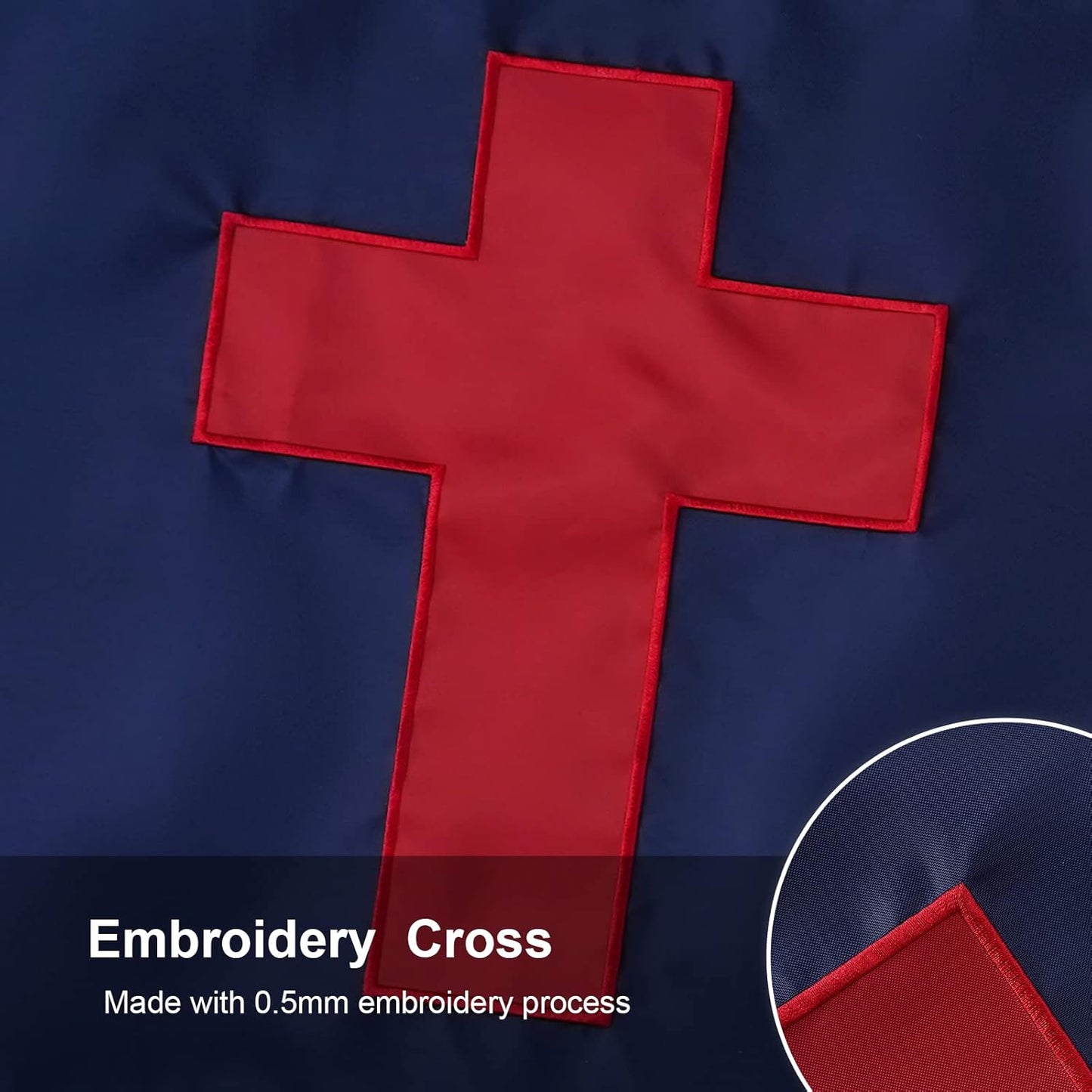 Christian Flag 3x5 Ft Outdoor Made in USA, Embroidery Christianity Sewn Cross Flags with 2 Brass Grommets, Heavy Duty Polyester for Church Easter Day Decor