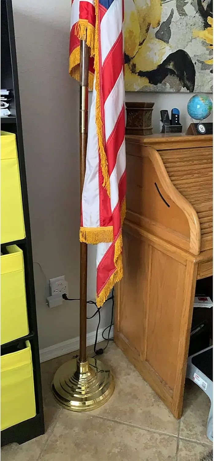 Base Stand for Flag Indoor,Gold Interior Flag Holder Stands, Flag Pole Base for 1.3 Inch,1.1 and 0.9 Inch Diameter Flag Pole USA TOP FLAGS,INC