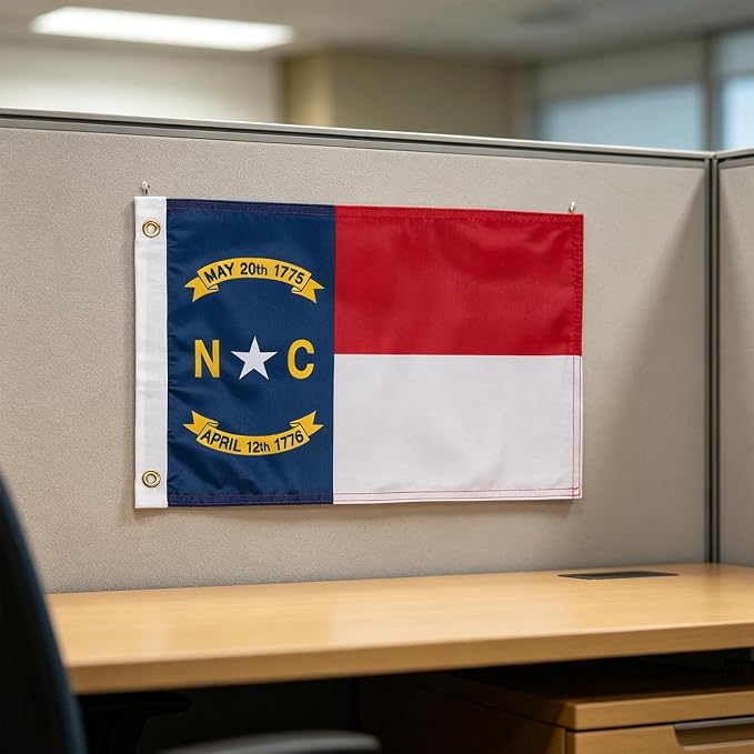 TOPFLAGS North Carolina Flag 12x18 Inch, Double Sided 3-Ply Heavy Duty Polyester - Small NC State Boat Flag, Fade Proof Outdoor Marine Flags with 2 Brass Grommets (NC) USA TOP FLAGS, INC