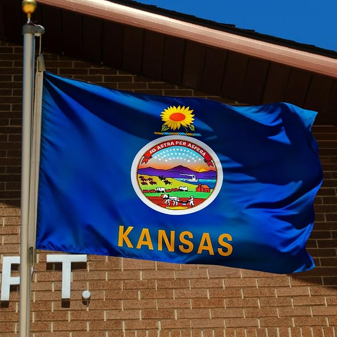 TOPFLAGSS Kansas Flag 4x6 FT - 3 Ply Double Sided Polyester Kansas State Flags with Brass Grommets - Vivid Color and Fade Proof State of KS Flag 4x6 Outdoor USA TOP FLAGS, INC
