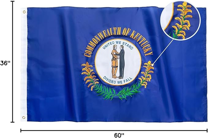 TOPFLAGS Kentucky Flag 4x6 Outdoor KY State Flags Embroidered Flag Double Side Heavy Duty Sewn Stripes with 2 Brass Grommets USA TOP FLAGS, INC