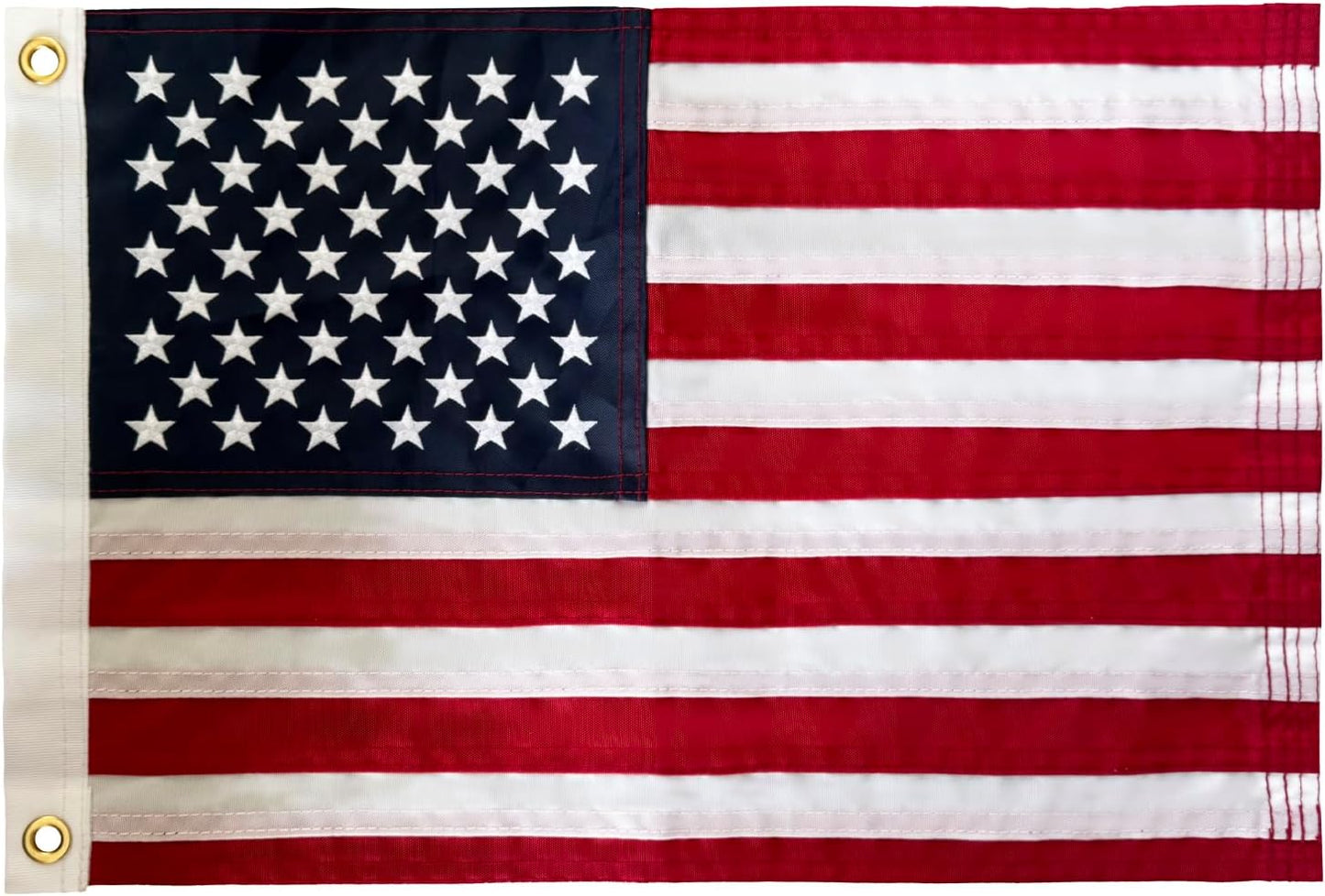 American Flag 12x18 Inches Made in USA, Embroidery 50 Stars Ensign Nautical Small US Boat Flags with 2 Brass Grommets, Heavy Duty Polyester Outdoor Banner for ATV UTV Yacht Golf Cart