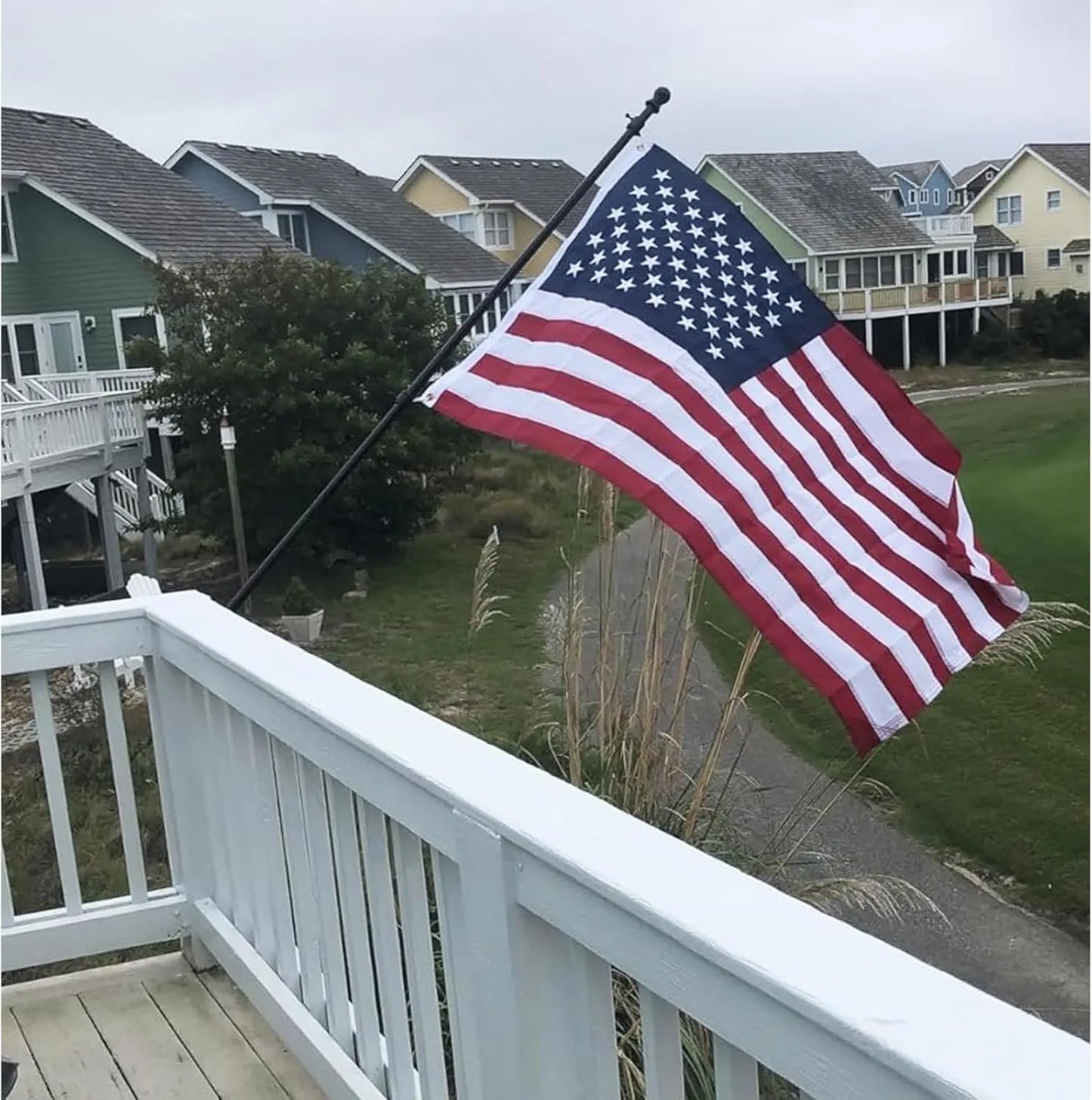 6 Ft Flag Pole Holder for Outside House with American Flag 3x5 Portable Tangle Free Flagpole Kit for Porch Outdoor USA TOP FLAGS,INC