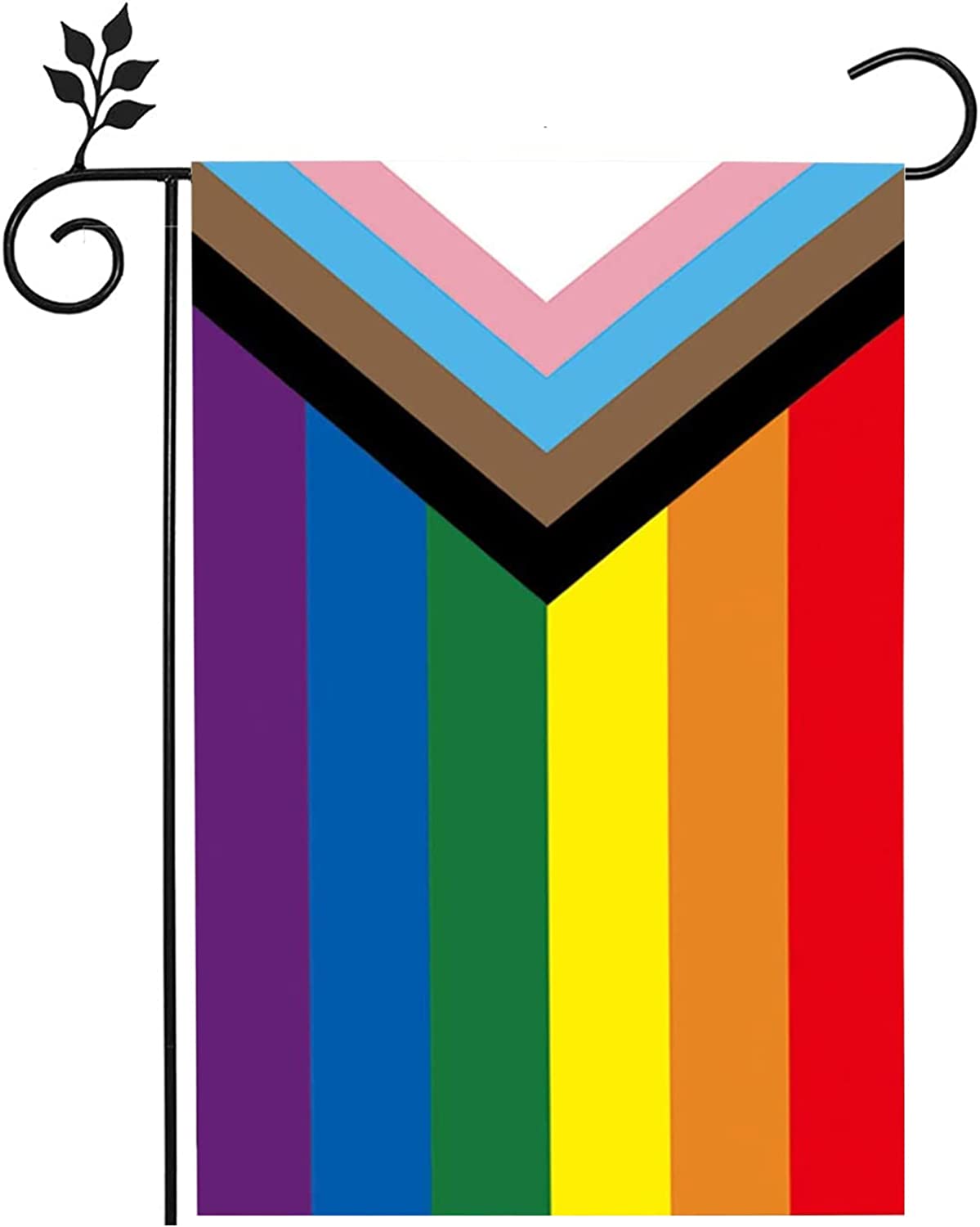 Pack of 2 Progress Pride Everyone Is Welcome Here LGBT Garden Flag 12x18 Inch, Double Sided LGBTQ Transgender Gay Flags for Outdoor Yard, All Inclusive Progressive Flag Banner for All Season