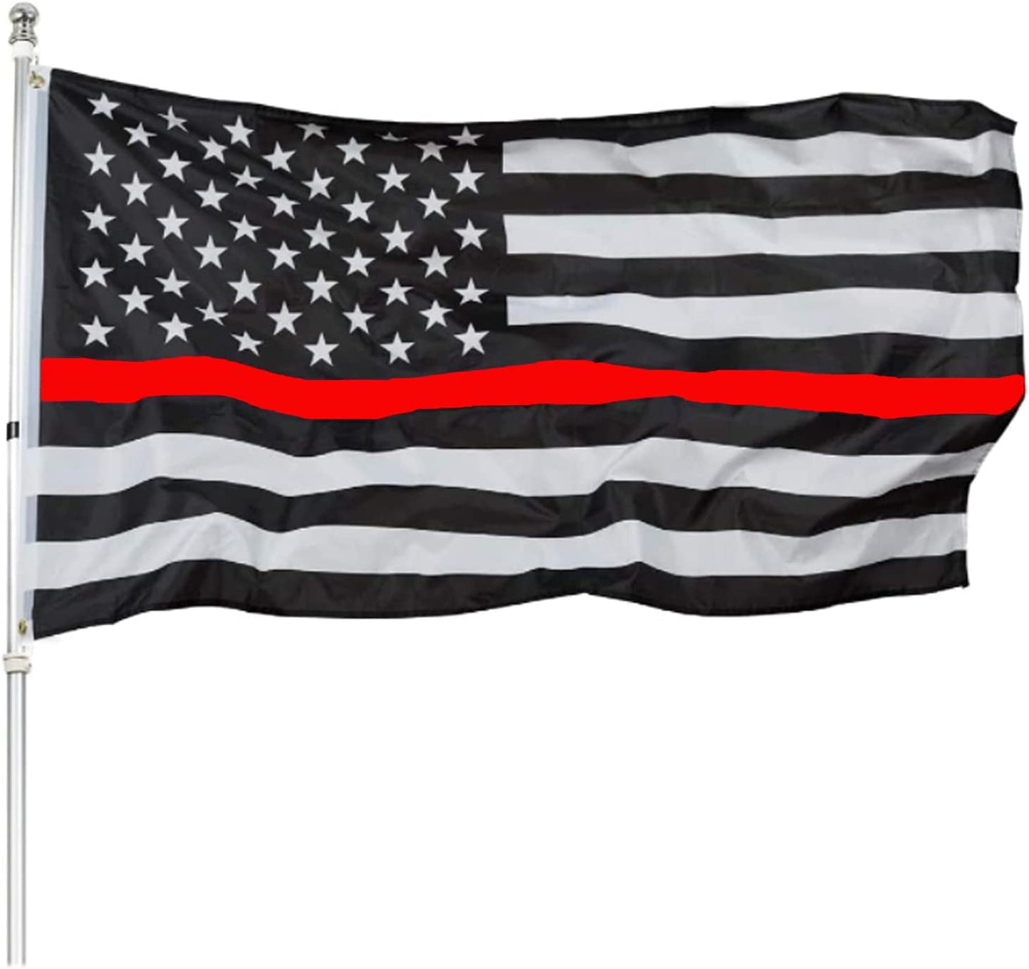 Pack of 2 Thin Red Line American Flag 3x5 Ft- Black White Red Stripes American Honoring Firefighter Flags Banner Durable Polyester