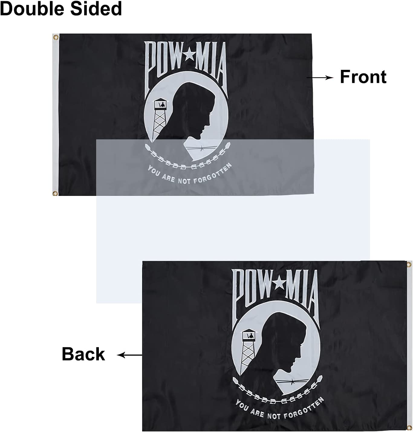 Pow Mia Flag 3x5 Outdoor Double Sided Pow/mia Flags Embroidered Heavy Duty You are Not Forgotten War Powmia Flag with Brass Grommets for Outside