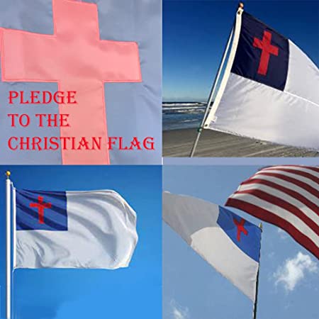 Christian Flag 3x5 ft, Heavy Duty Embroidered Christian Flags for Outdoors, Christianity Easter Day Cross Flag Jesus Flags with 2 Brass Grommets Church House Outsides Insides Decoration Made in USA