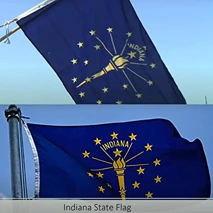 Indiana Flag 3x5 ft Double Sided 3 Layers Polyester Indiana State Flags Made in USA Vivid Color and Fade Proof State of Indiana Flags with 2 Brass Grommets(Indiana) USA TOP FLAGS,INC