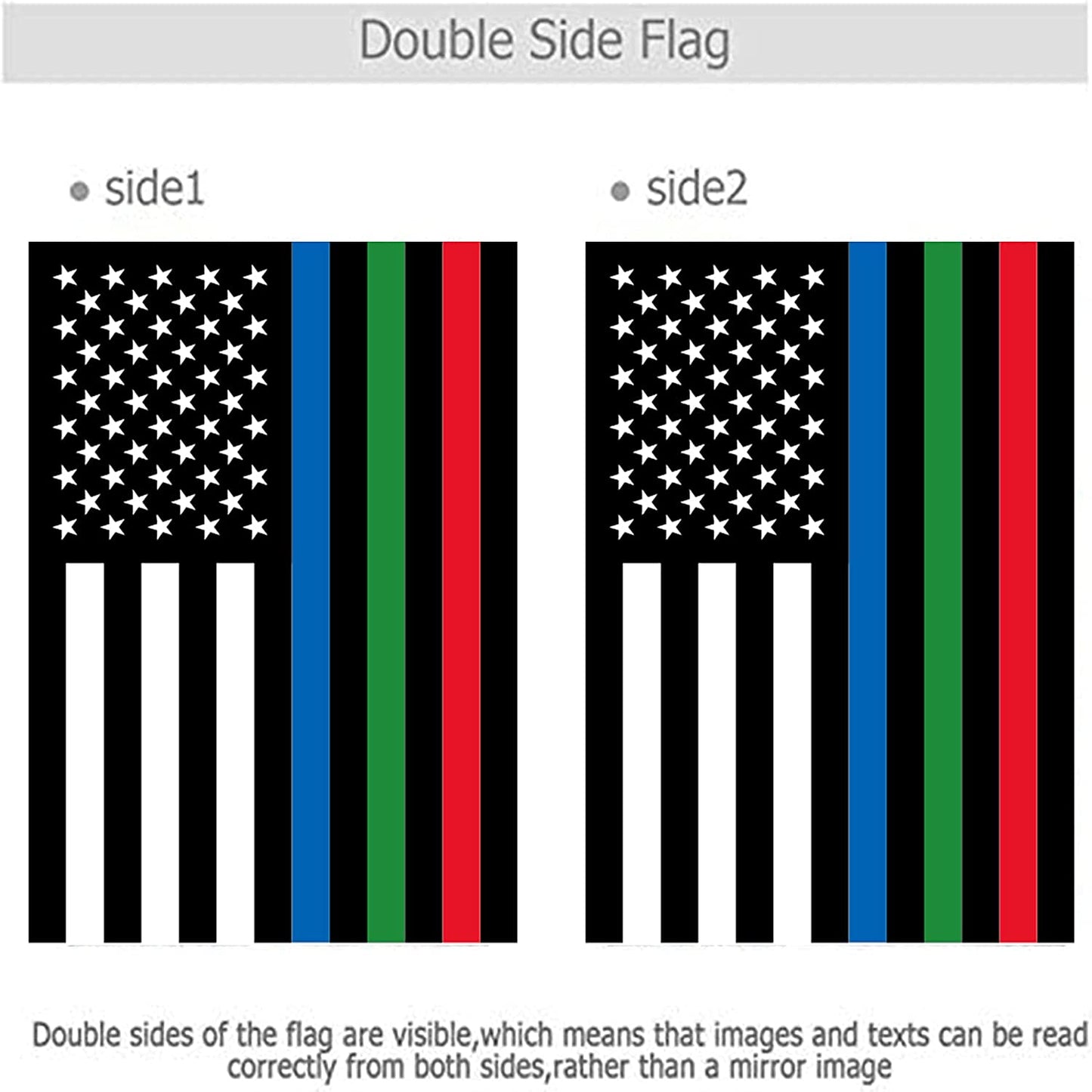 Pack of 2 Thin Blue Green and Red Line Garden Flag- American Blue Red Green Stripe All Lives Matter Police Firefighter Military Yard Flags Banner Law Enforcement Police Fireman Army Flag
