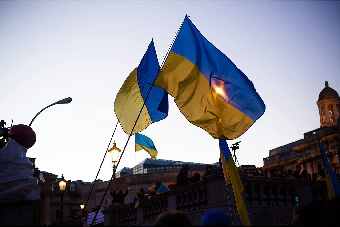 Pack of 2 Ukraine Flag 3x5 Ft Outdoor, Ukrainian Flags with Brass Grommets and Canvas Double Stitched Banner, Heavy Duty Polyester Vivid Color