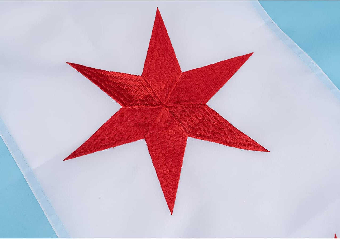 Chicago City Flag 2x3 FT, Embroidered Stars and Double Stitched Sewn Stripes with 2 Brass Grommets, Chicago IL Illinois Flags Outdoor Banner, Made in USA