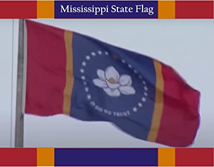 New Mississippi State Flags 3x5, Double Sided Mississippi Flag for Outdoor with 2 Brass Grommets, in God We Trust New Mississippi State Magnolia Flag for Outsides/Insides House Wall Decoration