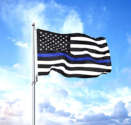 Pack of 10 Thin Blue Line American Flag - 3x5 Blue Stripe American Matter Police Flags - USA Flag 3x5 Ft American Outdoor - US Flags God Bless America, Durable National Stars and Stripes Indoor
