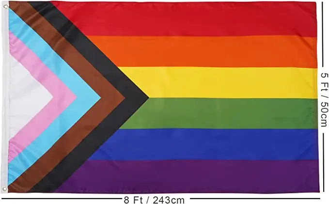 Progress Pride Rainbow Flag 5x8ft- LGBT Community Gay Pride Lesbian Transgender Bisexual Flags Banner UV Fade Resistant for Indoor Outdoor (Progress Flag 5x8ft) USA TOP FLAGS,INC