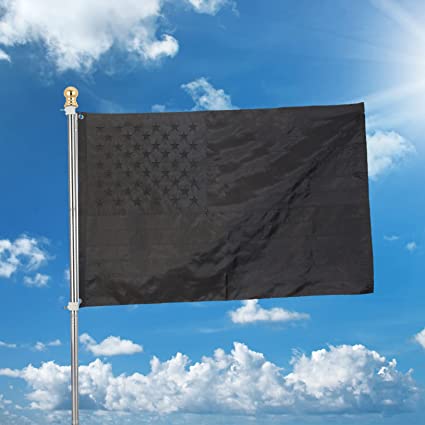 Black American Flags 3x5 ft, Embroidered All Black American Flag for Outdoor Made in USA, Heavy Duty Double Sided American Black Flag with Sewn Stripes 2 Brass Grommets