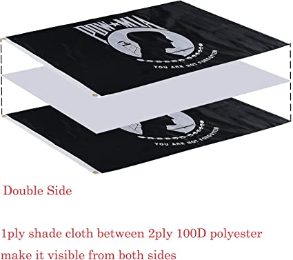 Pow Mia Flags 3x5 Outdoor Double Sided Embroidered Pow Flags You are Not Forgotten of Army Military War Flag with Canvas Header and 2 Brass Grommets