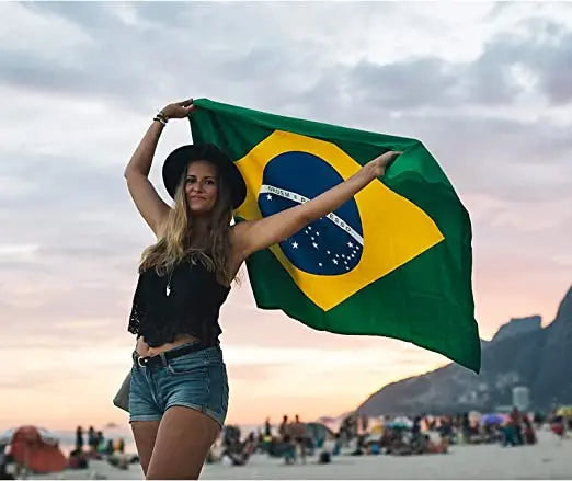 Brazil Flag Embroidered Brazilian National Flags 3x5 Foot Sewn Stripes Heavy Duty Outdoor with Brass Grommets USA TOP FLAGS,INC