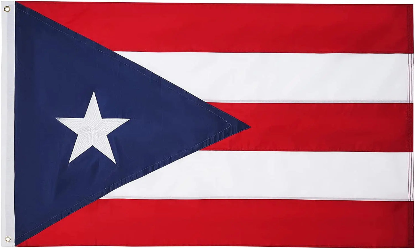 SYII Puerto Rico Flag 4x6 FT, Embroidered Star and Double Stitched Sewn Stripes with 2 Brass Grommets, Durable Polyester Puerto Rican Flags Outdoor Banner, Made in USA USA TOP FLAGS,INC