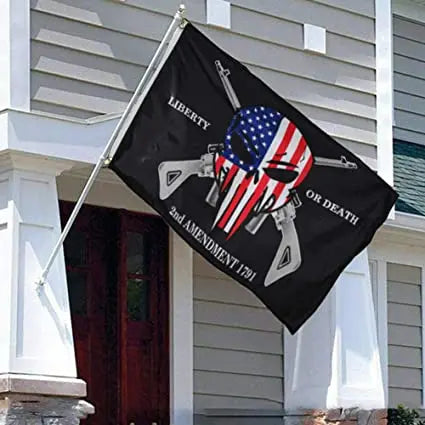 Liberty or Death 2nd Amendment Flag 3x5 Outdoor USA Punisher Skull Rifles 1789 Gun Flags Banner with Grommets USA TOP FLAGS,INC