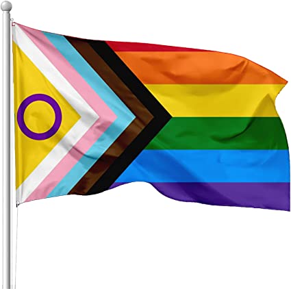 Pack of 2 Pride Flag 3x5 Ft ,2022 New Lgbtq Flag With Purple Ring, Rainbow Intersex Inclusive Progress Flag,Long Lasting, Fade Resistant, Brass Grommets, Double Stitched Flags.