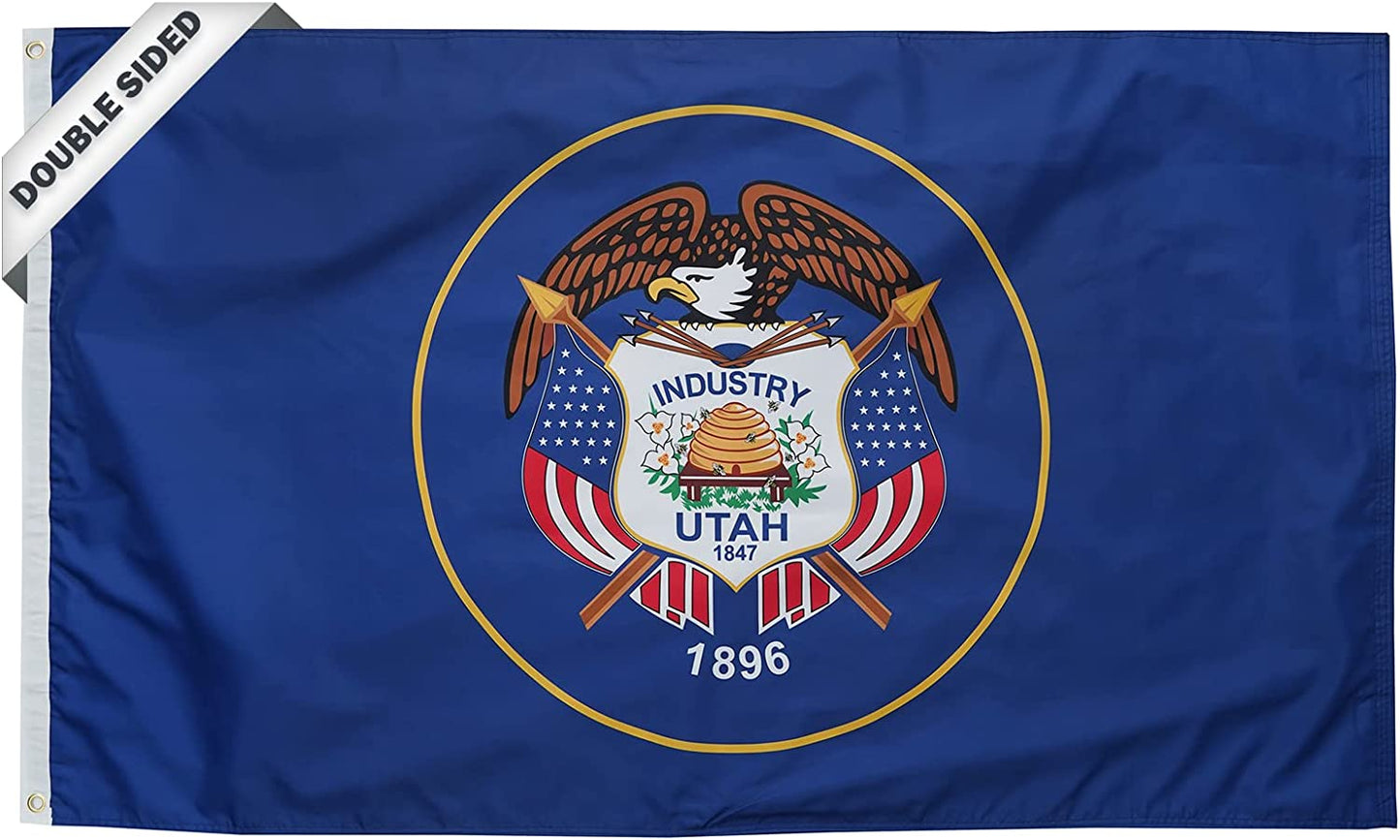 Florida State Flag 3x5 Feet, 3 Ply Double Sided State of Florida Flags with 2 Brass Grommets and Canvas Header, Heavy Duty Polyester Vivid Color Outdoor Banner Made in USA