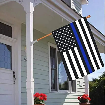 Blue Line Garden American Flag - 28 x 40 Inch Double Sided Police Yard Flags for Honoring Law Enforcement Officers (House Flag-28 x 40 Inch) USA TOP FLAGS,INC