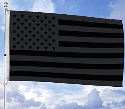 Pack of 2 All Black American Flag - 3x5 Ft Outdoor American Black Flags Blackout Tactical US Banner Vivid and Fade Resistant Indoor with Brass Grommets