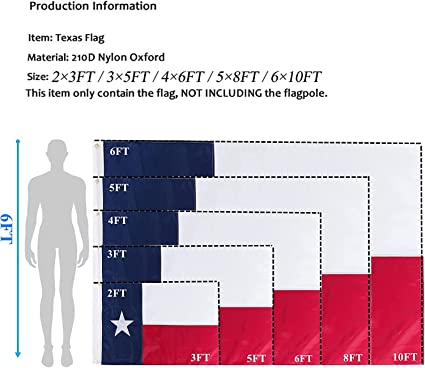 Texas Flag 2.5X4 TX State Flags -Made in USA - Embroidered Sewn Heavy Duty 210D Oxford Nylon Flag Vivid Color - Brass Grommets and 4 Stitch Hemming USA Flag