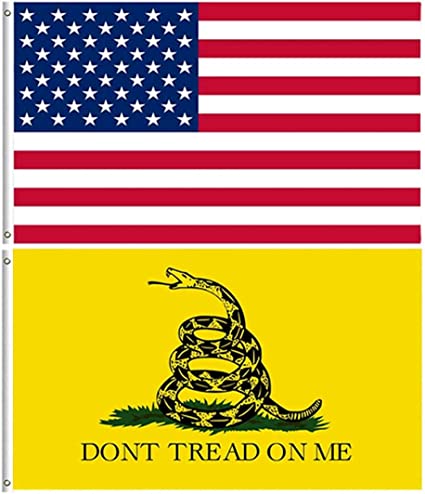 Gadsden Flag and American USA Flags 3x5 ft, Heavy Duty Don't Tread on Me Flags Rattlesnake USA Flag for Outdoor, Vivid Color Yellow Banner Tea Party Flag