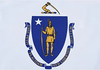 Massachusetts Flag 3x5 ft, Double Sided Massachusetts State Flag Outdoors Vivid Color, State of Massachusetts Flag Polyester 3 Layers with 2 Brass Grommets for Outsides/Insides Yard Home Decoration USA TOP FLAGS,INC