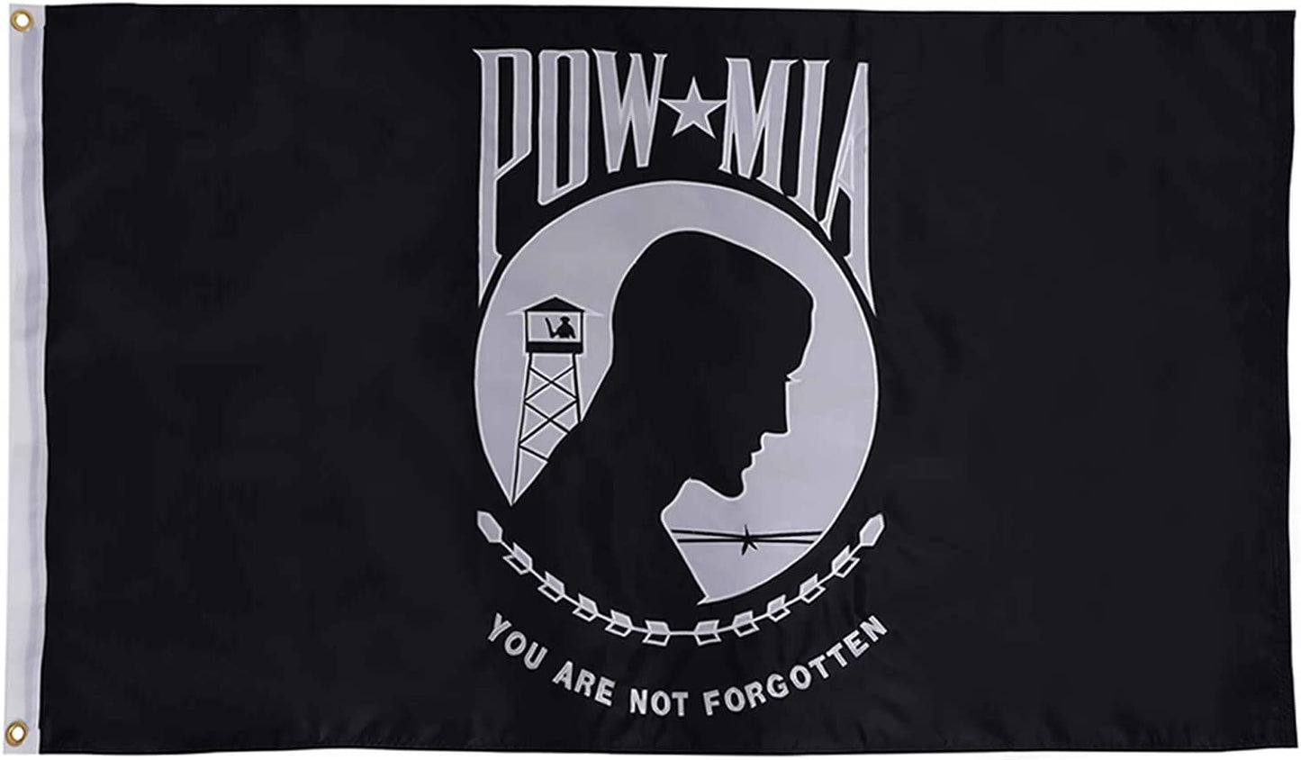 Pow Mia Flag 3x5 Outdoor Embroidered Heavy Duty You are Not Forgotten Prisoner of War Mia Army Military Flags Nylon Oxford Premium Banner with Brass Grommets
