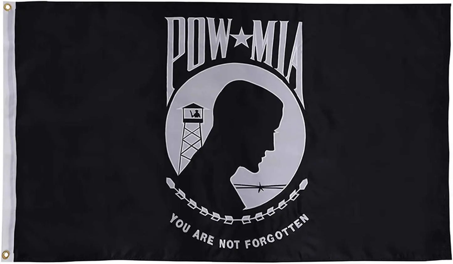 Pow Mia Flag 3x5 Outdoor Embroidered Heavy Duty You are Not Forgotten Prisoner of War Mia Army Military Flags Nylon Oxford Premium Banner with Brass Grommets USA TOP FLAGS, INC