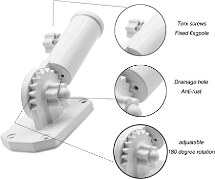 lag Pole for Outside, 1 inch American Flags Pole Kit Holder Bracket for House 6 Foot Flagpole Stainless Steel with 2 No-Tangle Ring Clips for Outdoor Porch