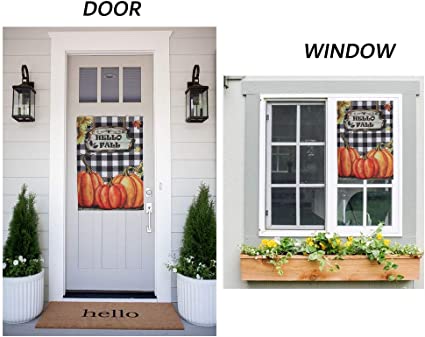 Pack of 2 Hello Fall Garden Flags - Sunflowers Pumpkin Plaid Flag Autumn 12.5 x 18 Inch - House Yard Double Sided hanksgiving Day Decoration Country Outdoor Indoor Banner