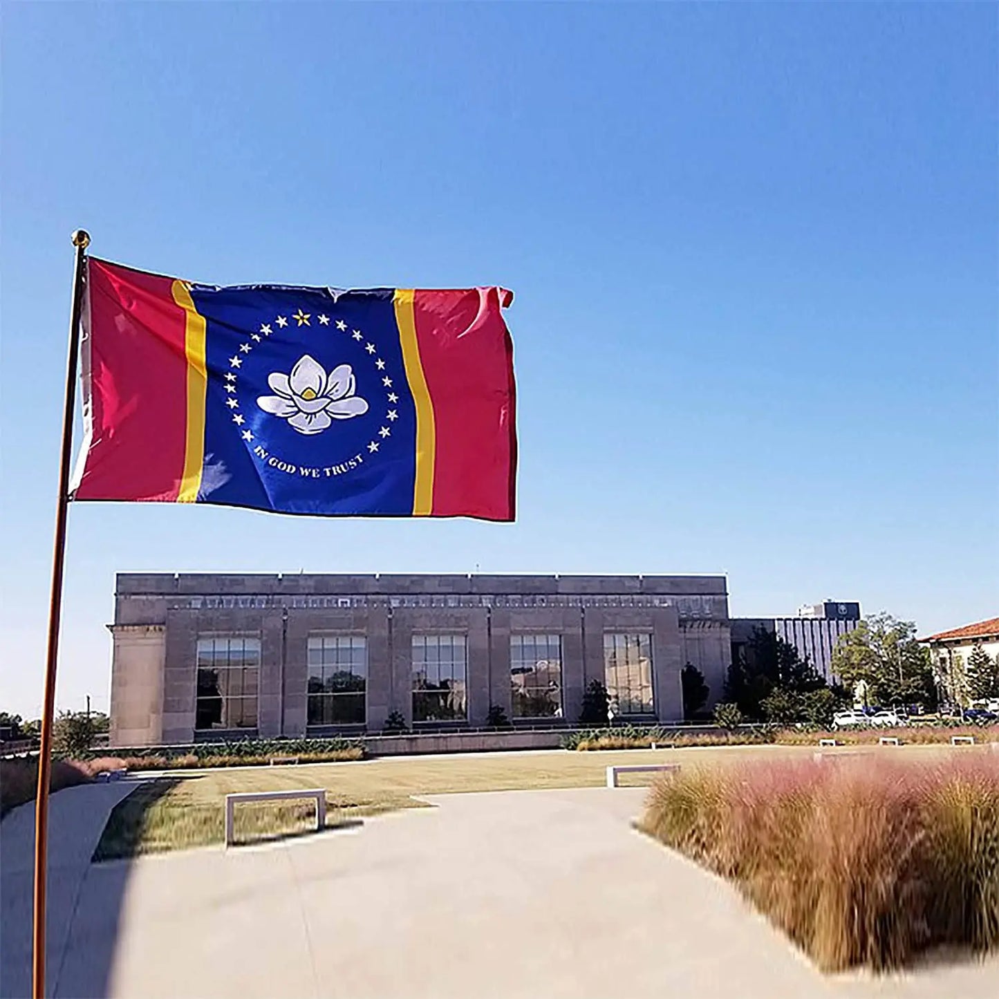 TOPFLAGS New Mississippi State Flag 3x5 Ft-Double Sided Printing- in God We Trust-Magnolia Flag,Double Stitched and Heavy Duty Polyester Fade Resistant 2 Brass Grommets USA TOP FLAGS,INC