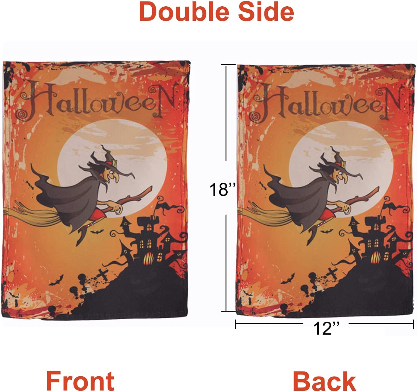 Pack of 2 Halloween Garden Flag Outside Halloween Decor Yard Flags 12x18 Inch Double Side Banner Decorations for Outdoor House Holiday (Witch)