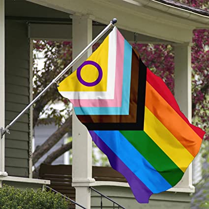 Pack of 2 Pride Flag 3x5 Ft ,2022 New Lgbtq Flag With Purple Ring, Rainbow Intersex Inclusive Progress Flag,Long Lasting, Fade Resistant, Brass Grommets, Double Stitched Flags.