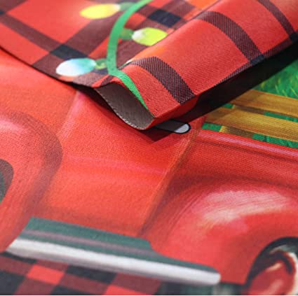 Pack of 2 Christmas Garden Flags 12x18 Double Sided - Red Truck Tree Xmas Holiday Vertical Garden Yard Flags Banner for Small Christmas Outdoor Decorations