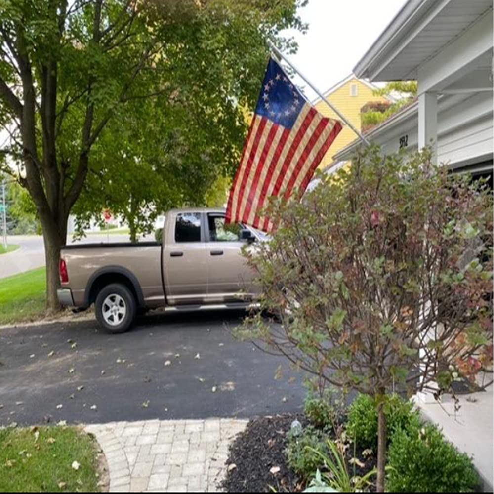 Pack of 2 Tea Stained American Flag 13 Stars 3x5 Outdoor- Betsy Ross Flag 13 Colonies Primitive Vintage US USA Flags Banner Heavy Duty (Tea Printed Star Flag 2PCS)