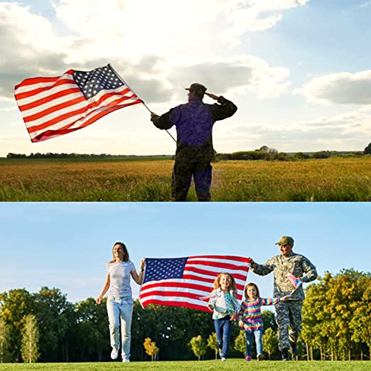 American Flag 3x5 Ft Double Side US Flags - Made in USA - Heavy Duty United State Outdoor USA Flags with 2 Brass Grommets for Outside