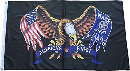 Pack of 10 USA Police Dept Eagle Flag - America’s Finest Flag - 3" x 5" Durable Polyester Indoor Outdoor Banner