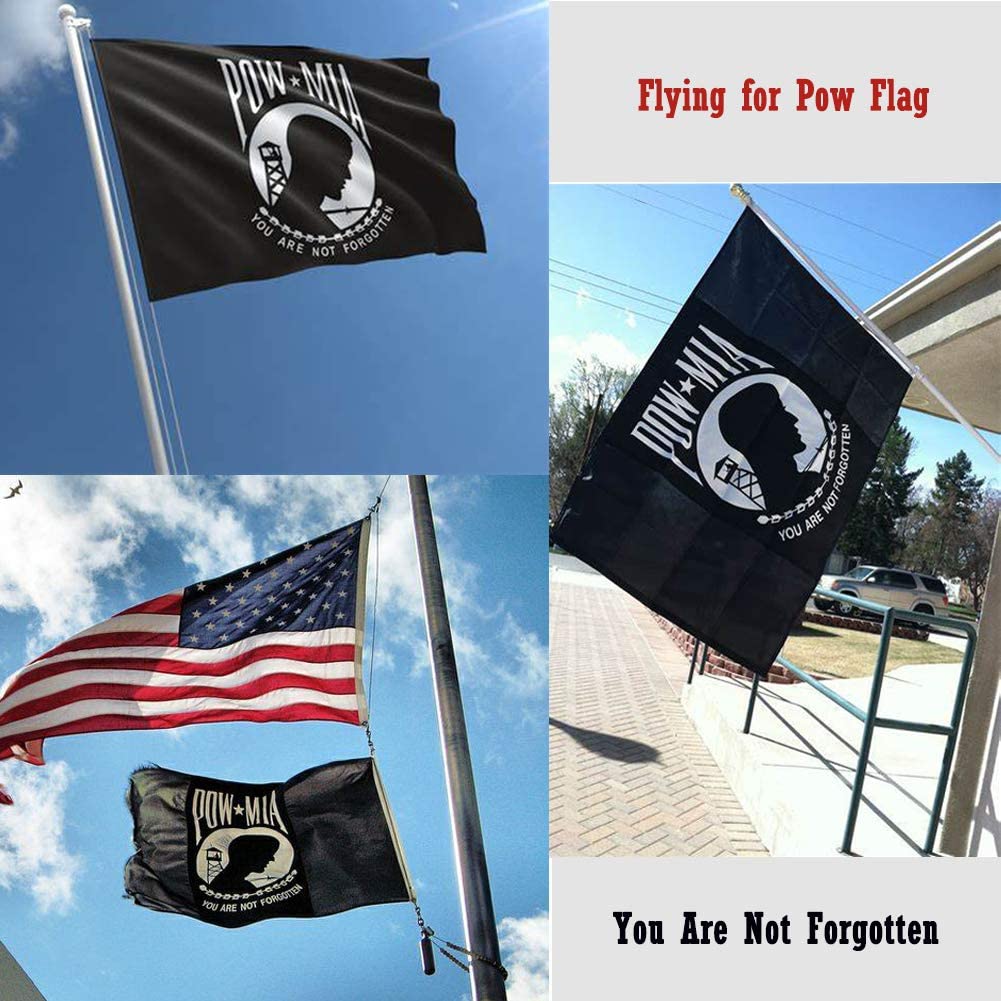Pack of 2 POW Flag 3x5 Outdoor - You are Not Forgotten POW MIA Flags Prisoner War Durable Outdoor Black Banner