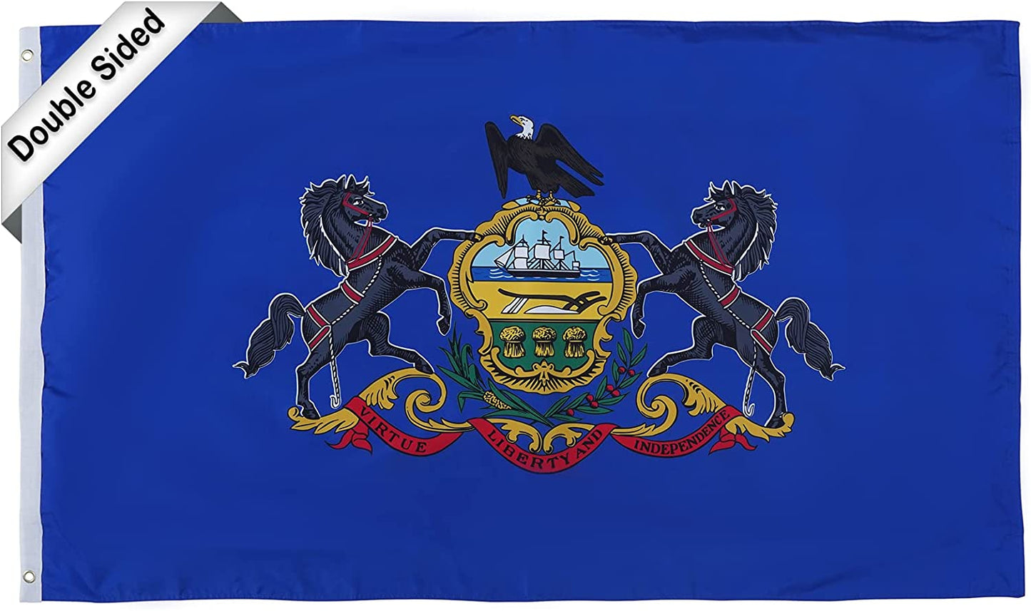 Florida State Flag 3x5 Feet, 3 Ply Double Sided State of Florida Flags with 2 Brass Grommets and Canvas Header, Heavy Duty Polyester Vivid Color Outdoor Banner Made in USA