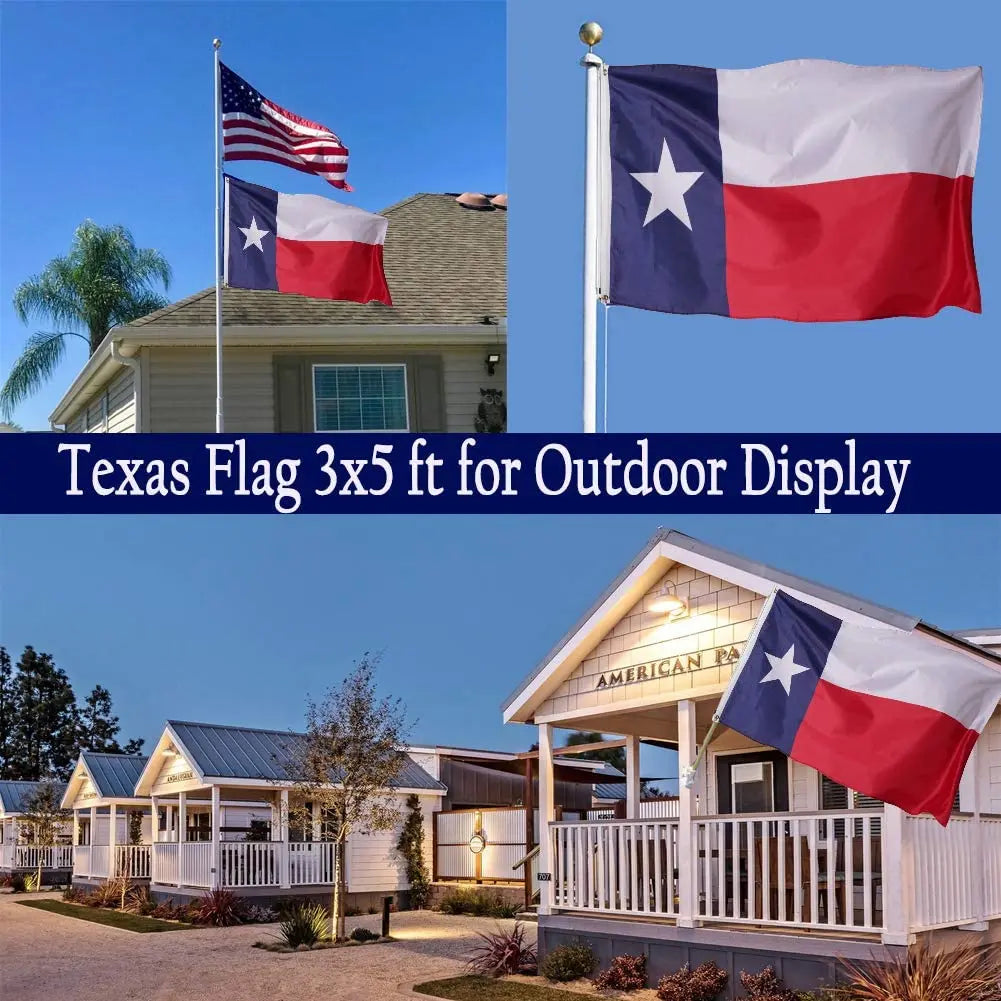 Texas Flag 5x8 Outdoor - Texas Flags Heavy Duty Oxford Nylon State Flag Made in USA Embroidered Sewn Stripes with Canvas Header 2 Brass Grommets for Room Outside USA TOP FLAGS,INC