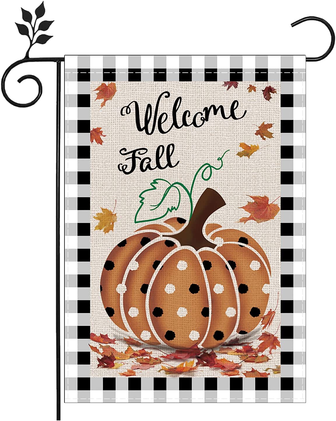 Pack of 2 Fall Garden Flag Yard Flags 12.5 x 18 Inch Double Sided Pumpkin Outdoor Flag Welcome Decorations for Home Porch Outside (Fall-Harvest Car)