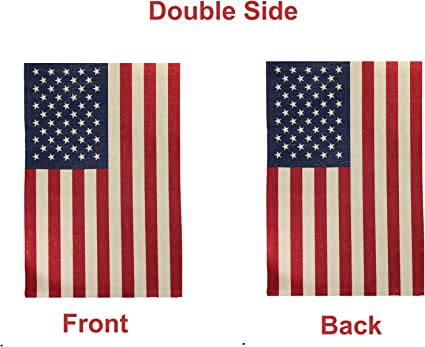 American Flag USA Garden Flag 12 x 18 with Solar Light - LED Patriotic Yard Flags Double Side Small American Flag